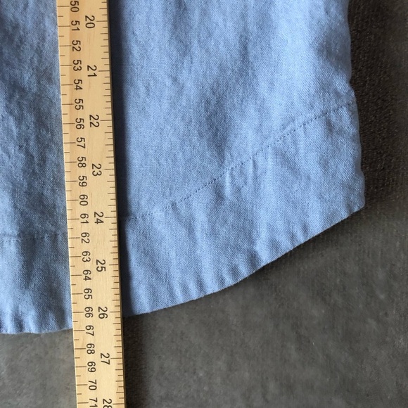 Andrew Marc New York Top Size M Collar V-Neck Linen Blend Round Hem Wide Sleeves - Picture 10 of 12